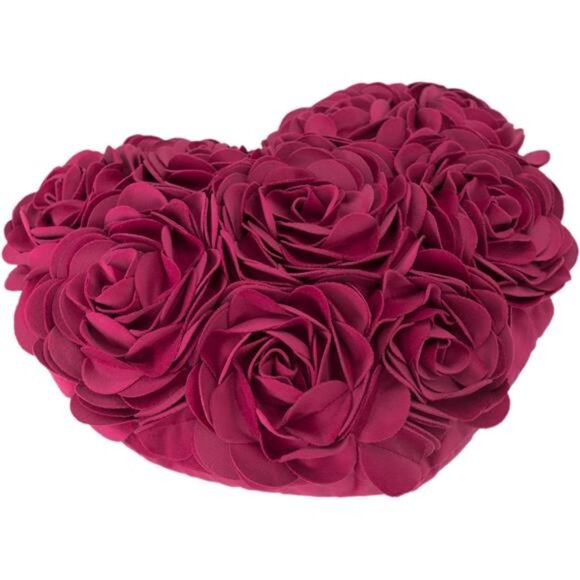 3D Flower Velvet Throw Pillow Cover Aesthetic Heart Accent Pillow Cases - Picture 3 of 7